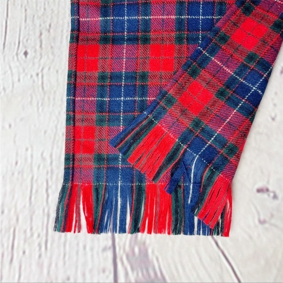 Vintage 1960’s Pendleton Wool Scarf Tartan Plaid Red Blue Green - Picture 8 of 10